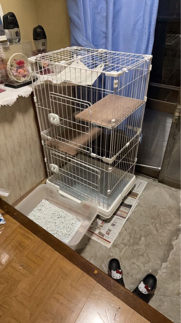 ホワイト 3段式 キャットケージ