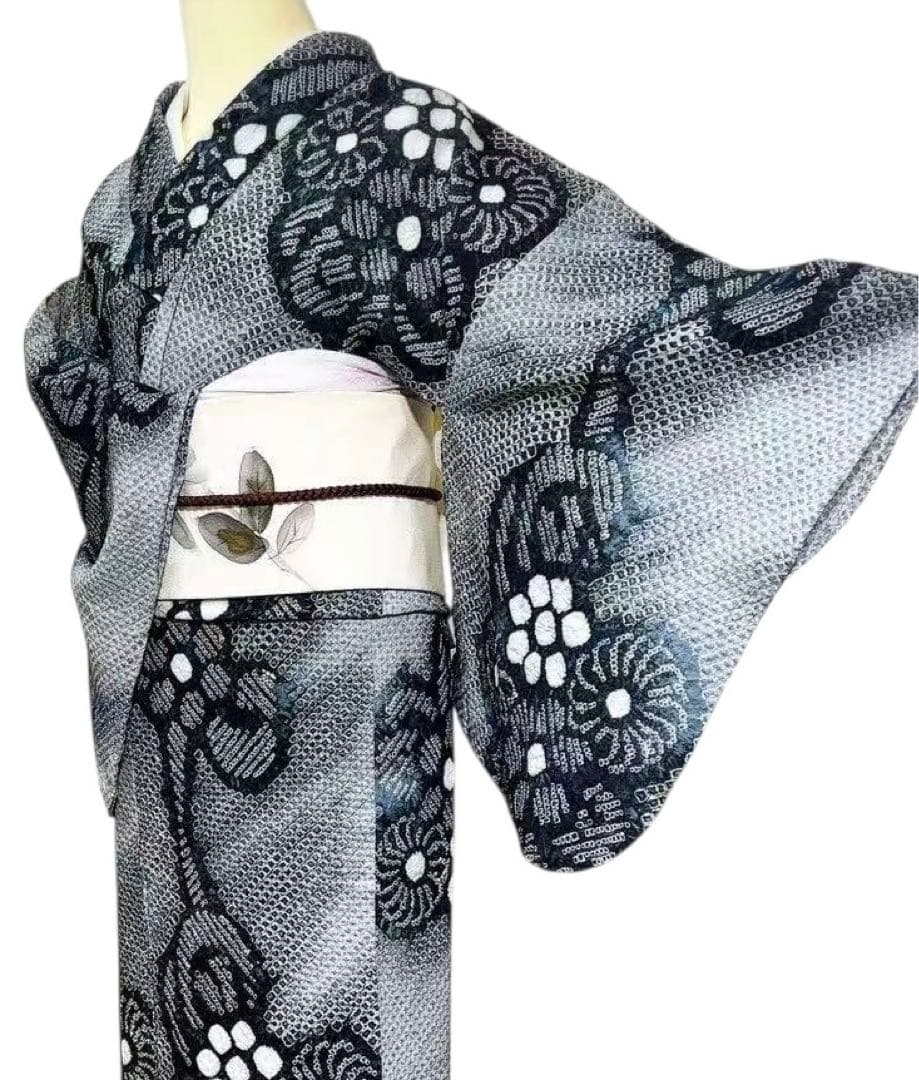 A73有松鳴海絞り高級浴衣 希有辻ヶ花綿　美品　女子会　花火大会　身丈161cm