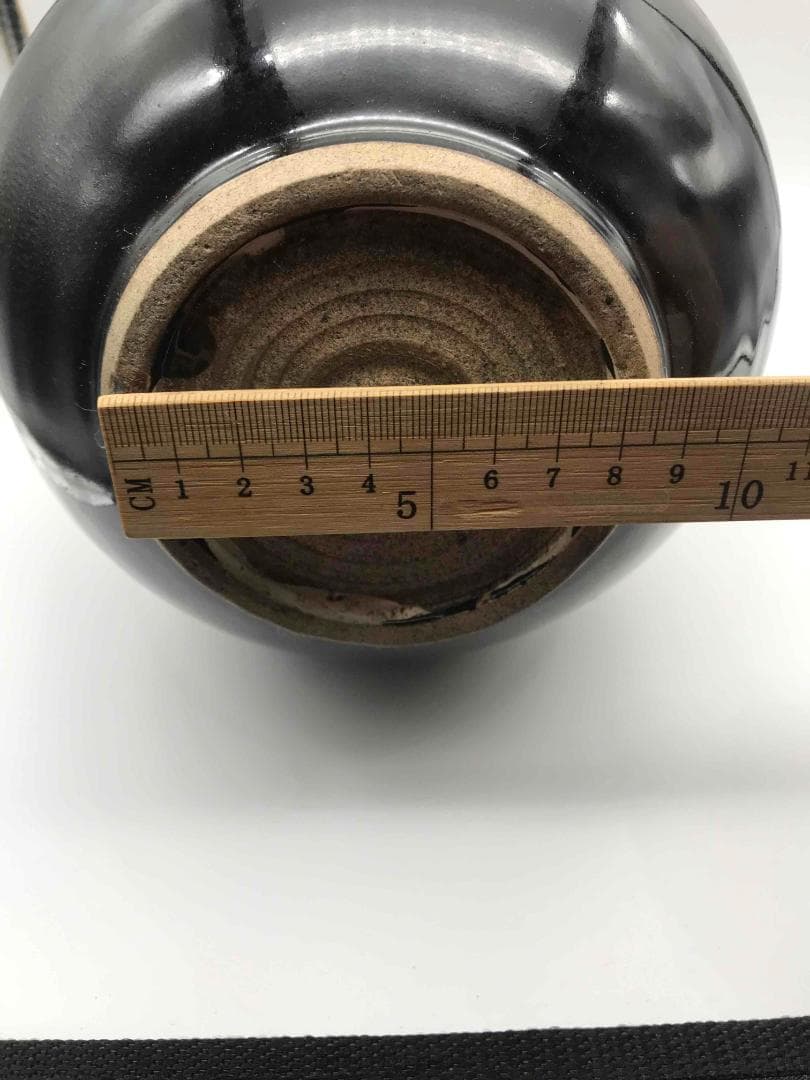 宋 吉州窯黑釉木葉紋玉壺春瓶 古賞物　時代物　唐物 中国古美術(C-32)