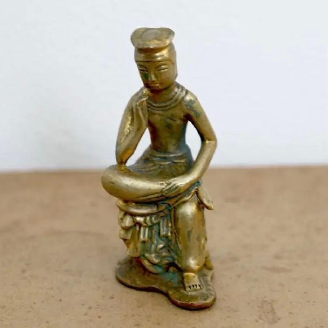 時代物 朝鲜 李朝 金銅仏 仏像 半跏思惟像 弥勒菩薩 仏教美術