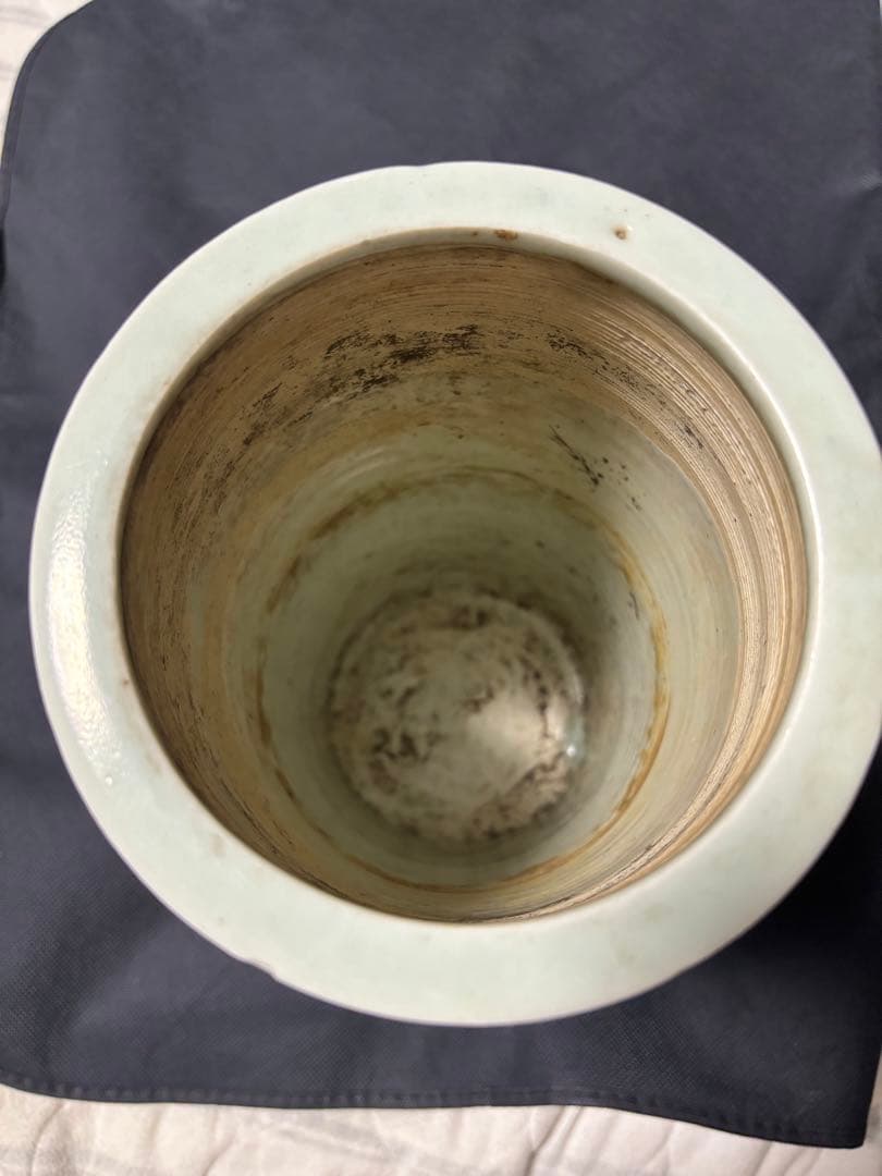 中国古美術 明清の時代　豆青釉　手絵青花花瓶　染付帽筒　筆筒　30cm