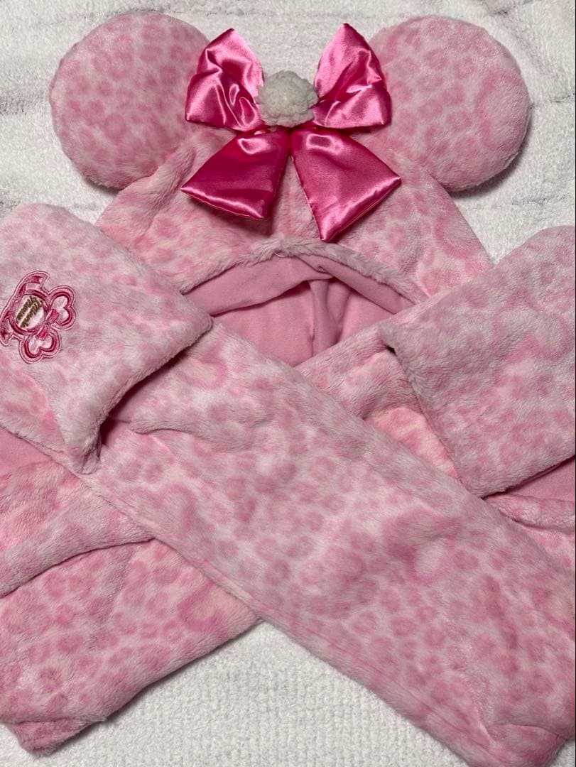 ミニー ファンキャップ ヒョウ柄ピンク リボン