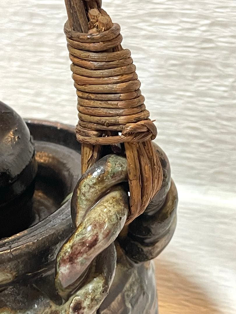 未使用品　信楽焼手作り土瓶型花瓶　飾り物　インテリア　195