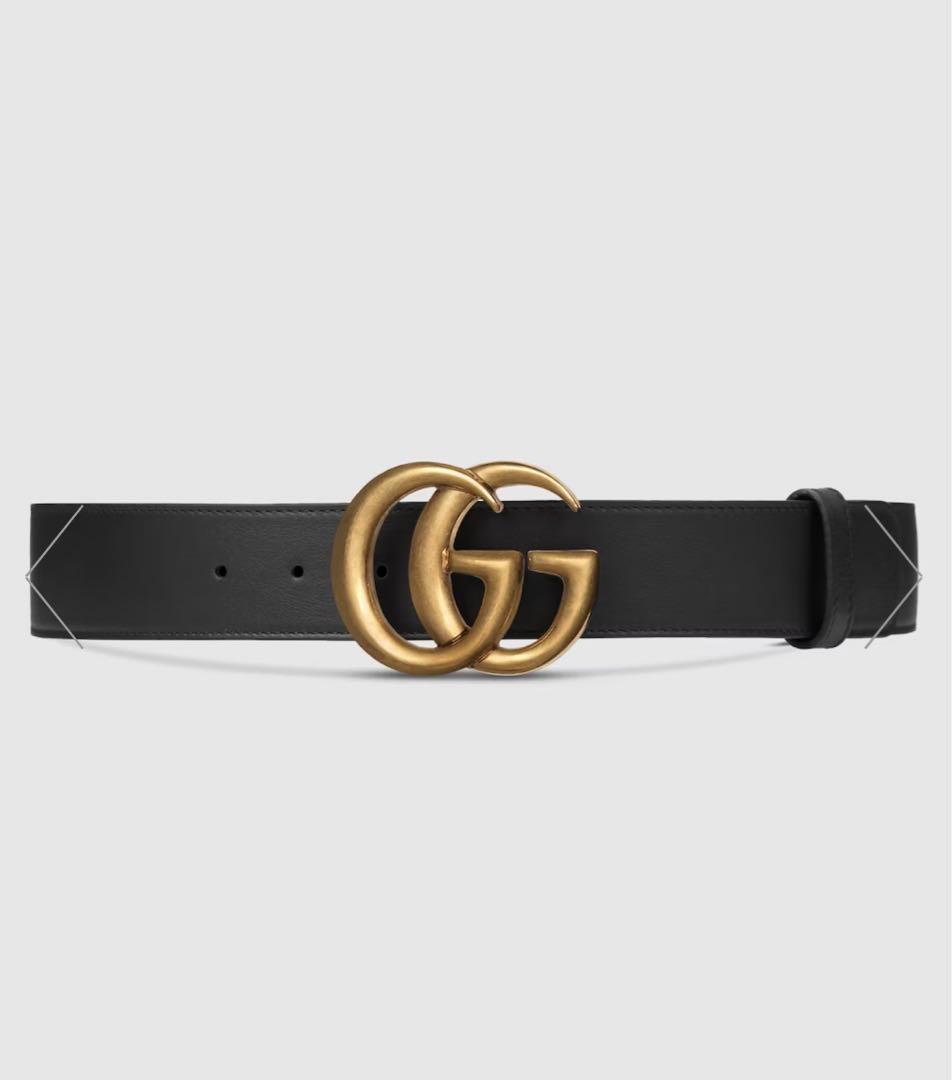GUCCI グッチ GG ダブルGバックル ブラックレザー ベルト