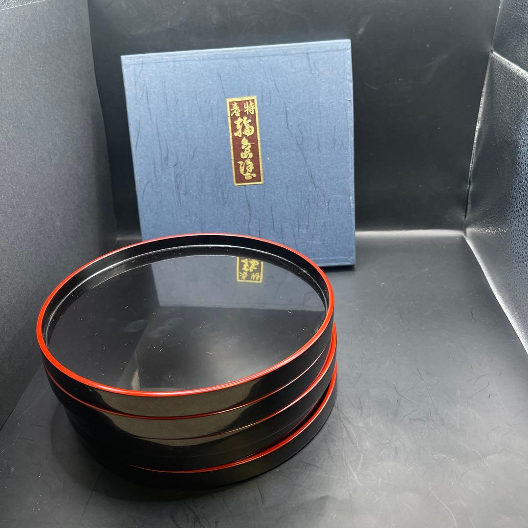 輪島塗　丸盆　5枚セット