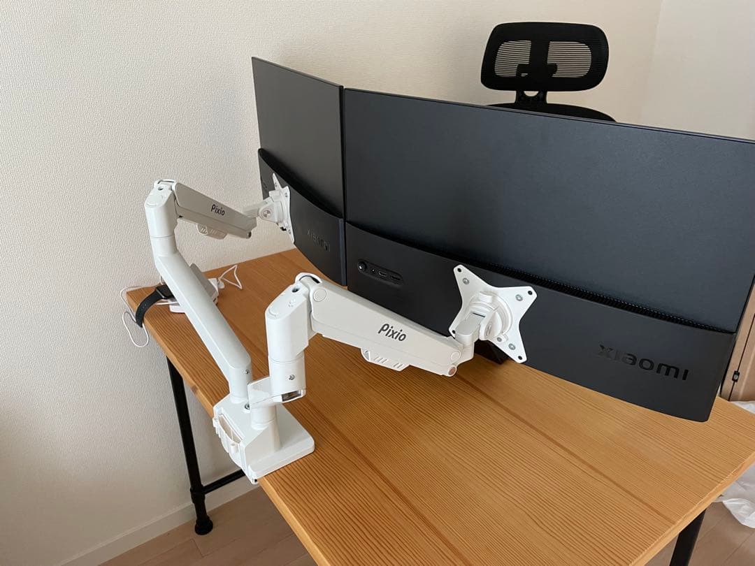 【ひめ】Pixio デュアルモニターアーム ホワイト