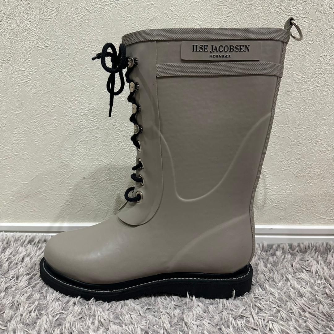 ILSE JACOBSEN レインブーツ レースアップ ベージュ 24.5cm