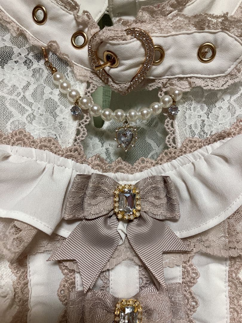 LIZ LISA 3つリボン チョーカーブラウス 白×ピンク