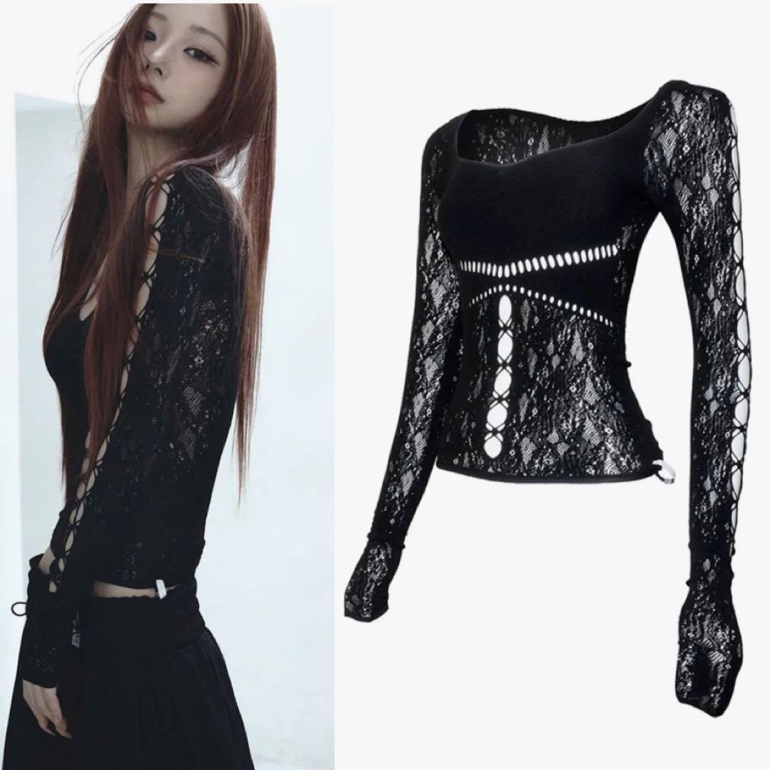 トップス theredthread S ruched sculpt body lace