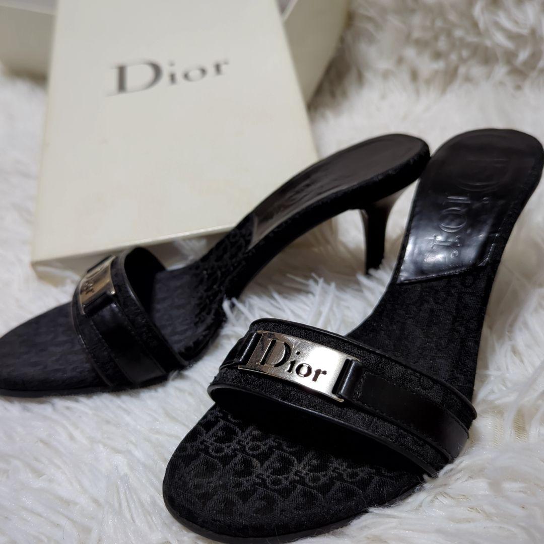 良品 Dior ミュール ブラック トロッター 金具 DIORISSIMO 35