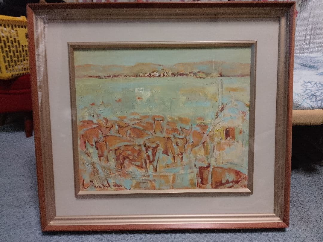 油絵. 　牛の群れ　サイズF8