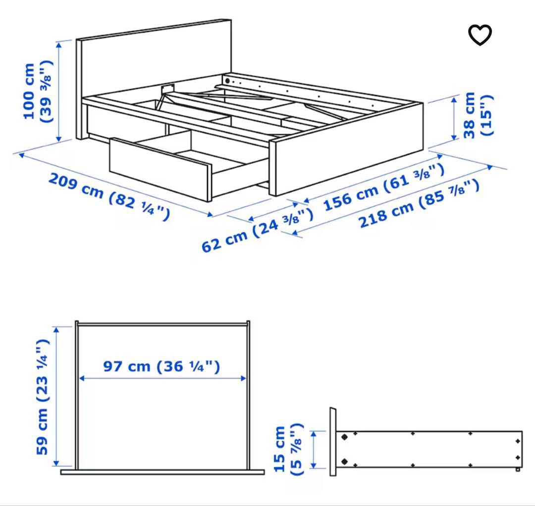 IKEA マルム ベッドフレーム 収納付き