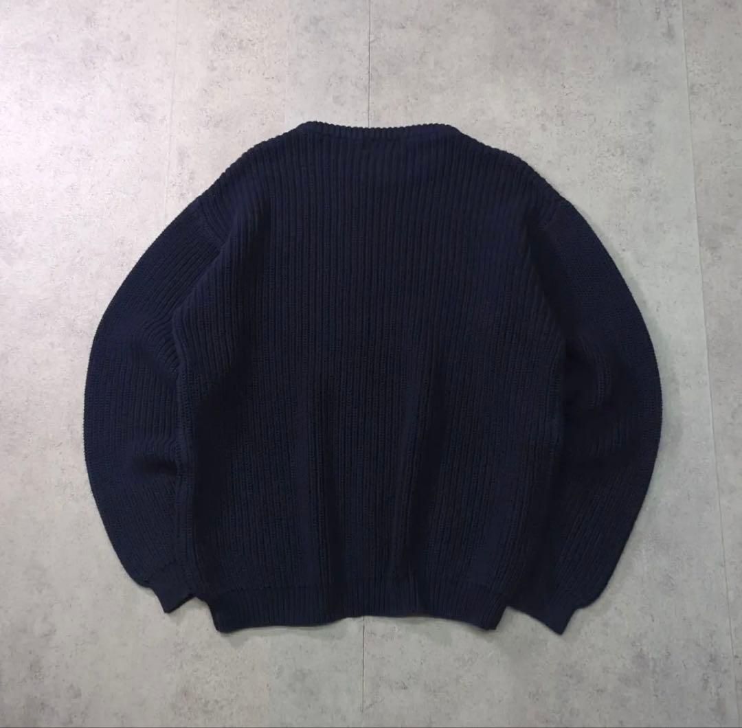 90s Eddie Bauer ローゲージ コットンニット L ネイビー