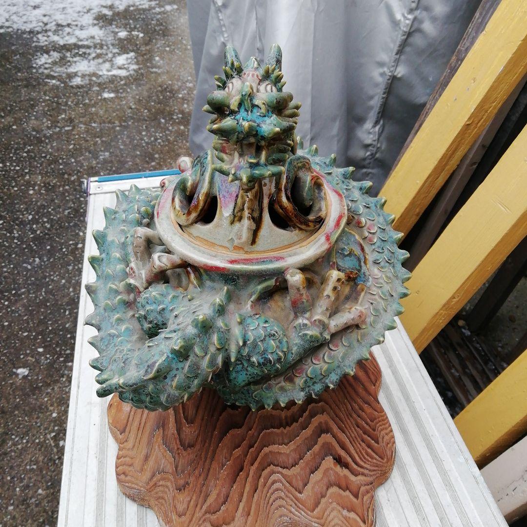 山岡徹山龍登窯香呂の陶器彫刻 装飾品、上野焼香春焼き工芸品、華道仏教、お寺、骨董