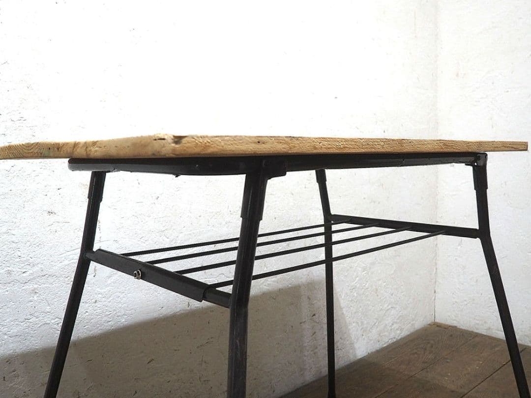 1400 ビンテージ　折りたたみ式　古い鉄脚テーブル　レトロ　展示台　工業系