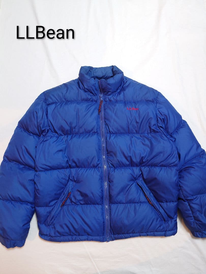 90s エルエルビーン　LLBean 青 ダウンジャケット 刺繍ロゴ