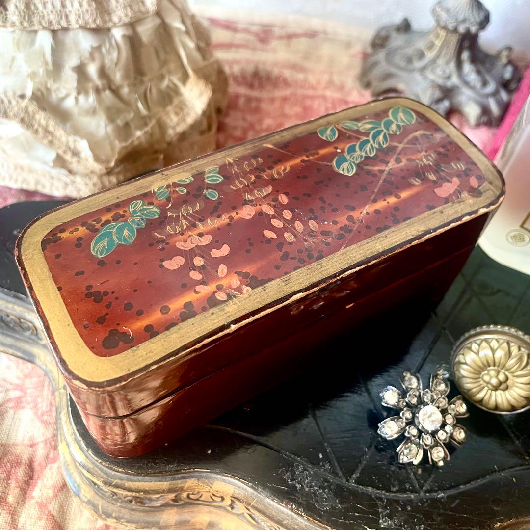 蒔絵風パフュームボックス　香水箱　木製ケース　ジャポニズム　フランスアンティーク