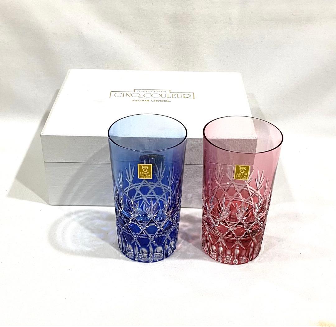 江戸切子　カガミクリスタルのレトロで重厚な　”サンクラール”　ペアタンブラー