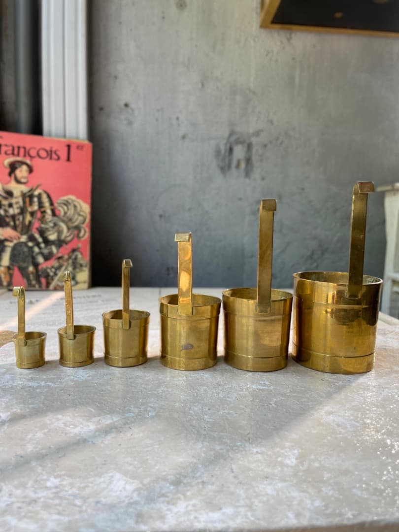 【フランス便】アンティーク◆Brass pot/６セット◆ SALE~2/10迄