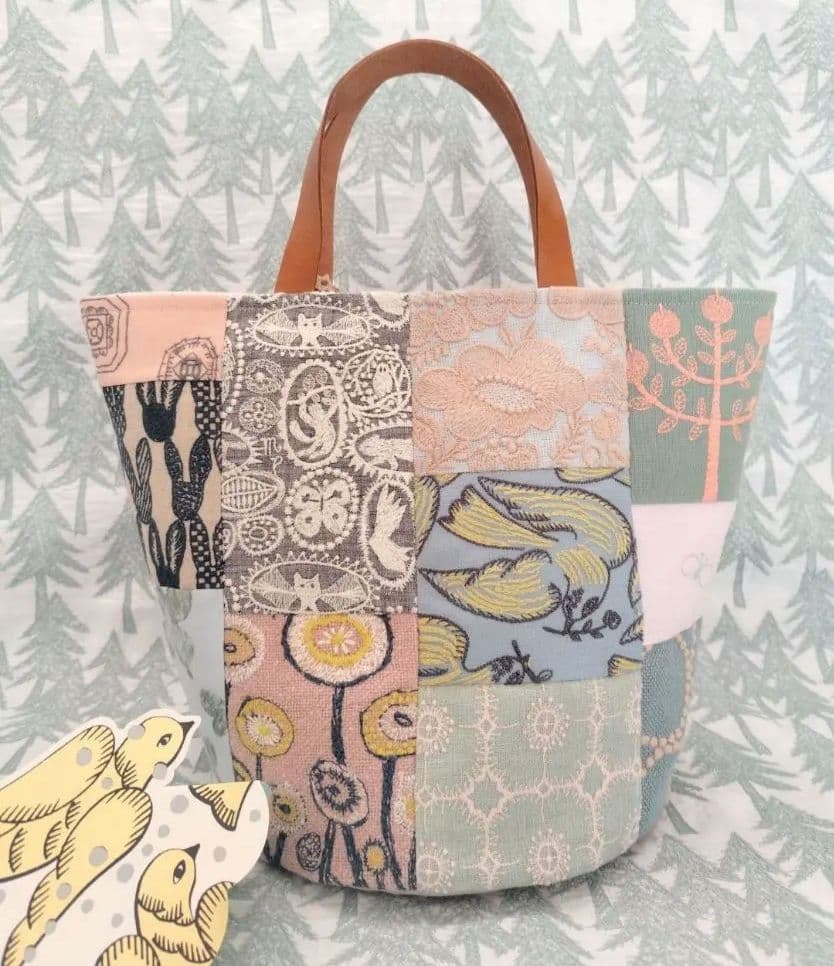 ミナペルホネン　forest tileパッチワークバケツバッグ·*♪