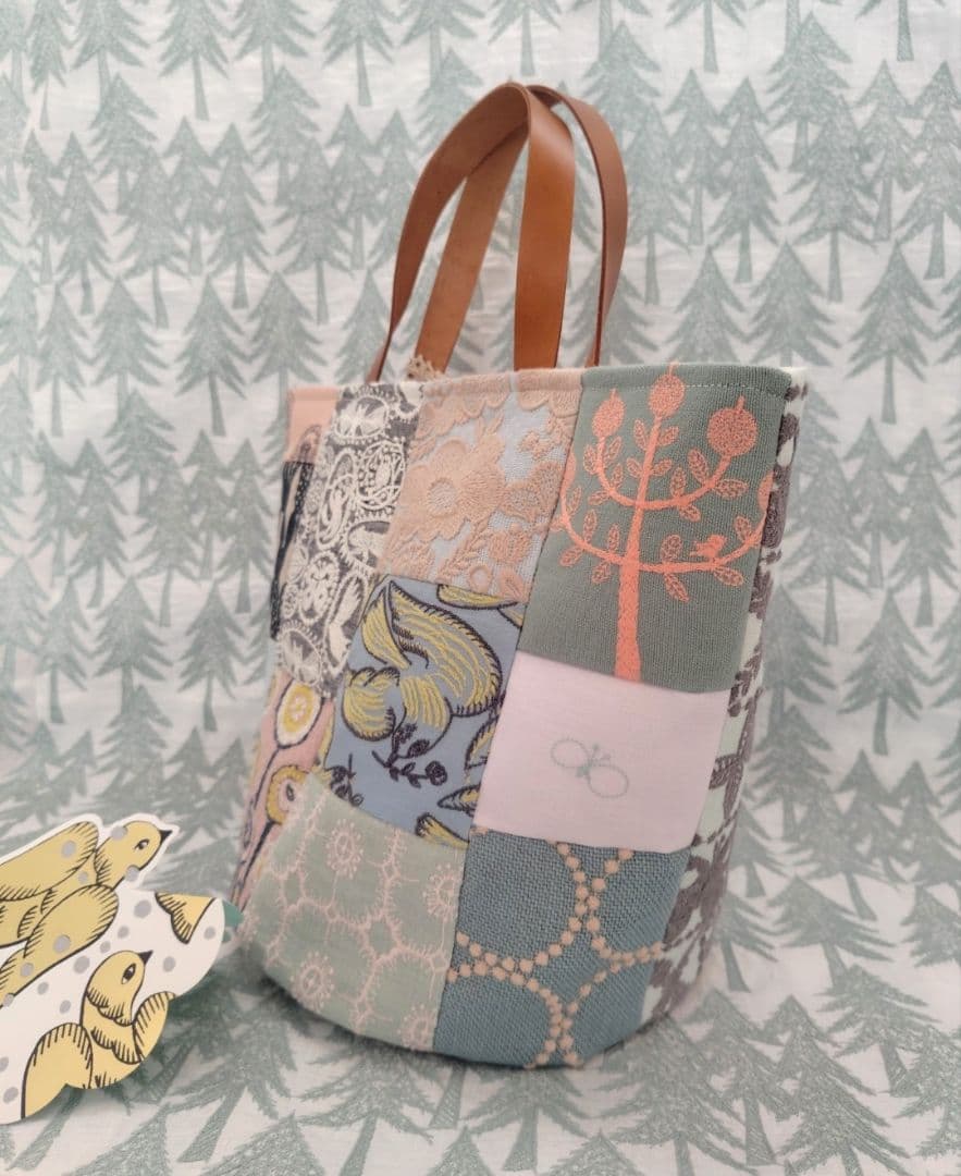 ミナペルホネン　forest tileパッチワークバケツバッグ·*♪