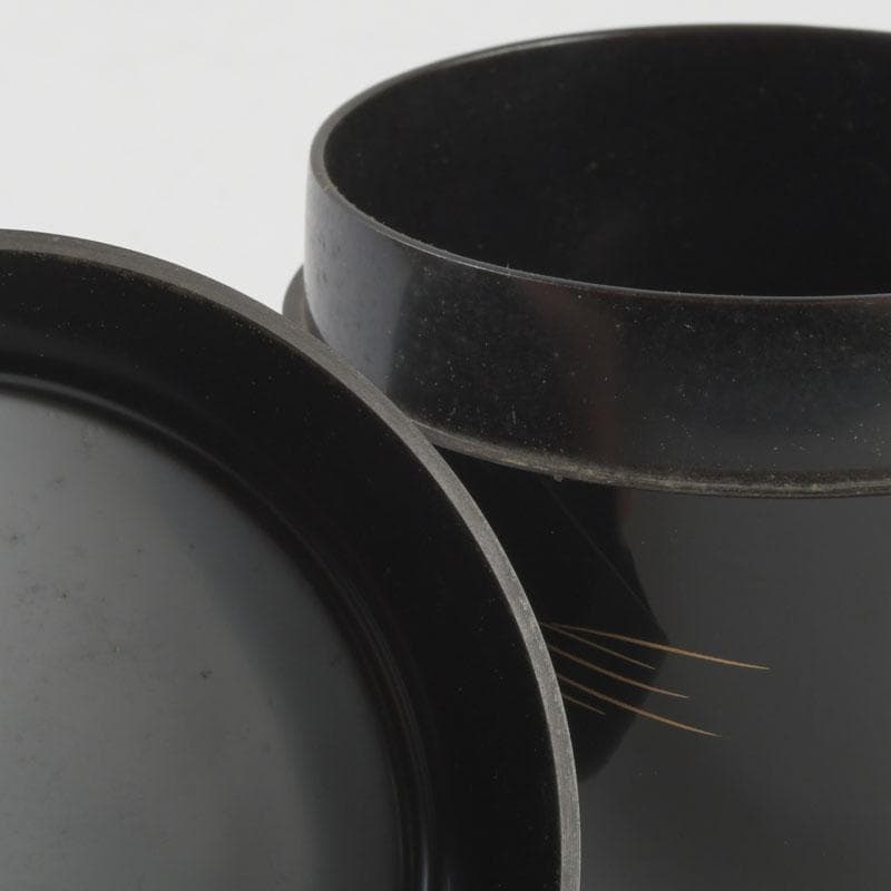 茶道具　輪島塗　平野桂山作　源氏車蒔絵　中棗　共箱　V　9252