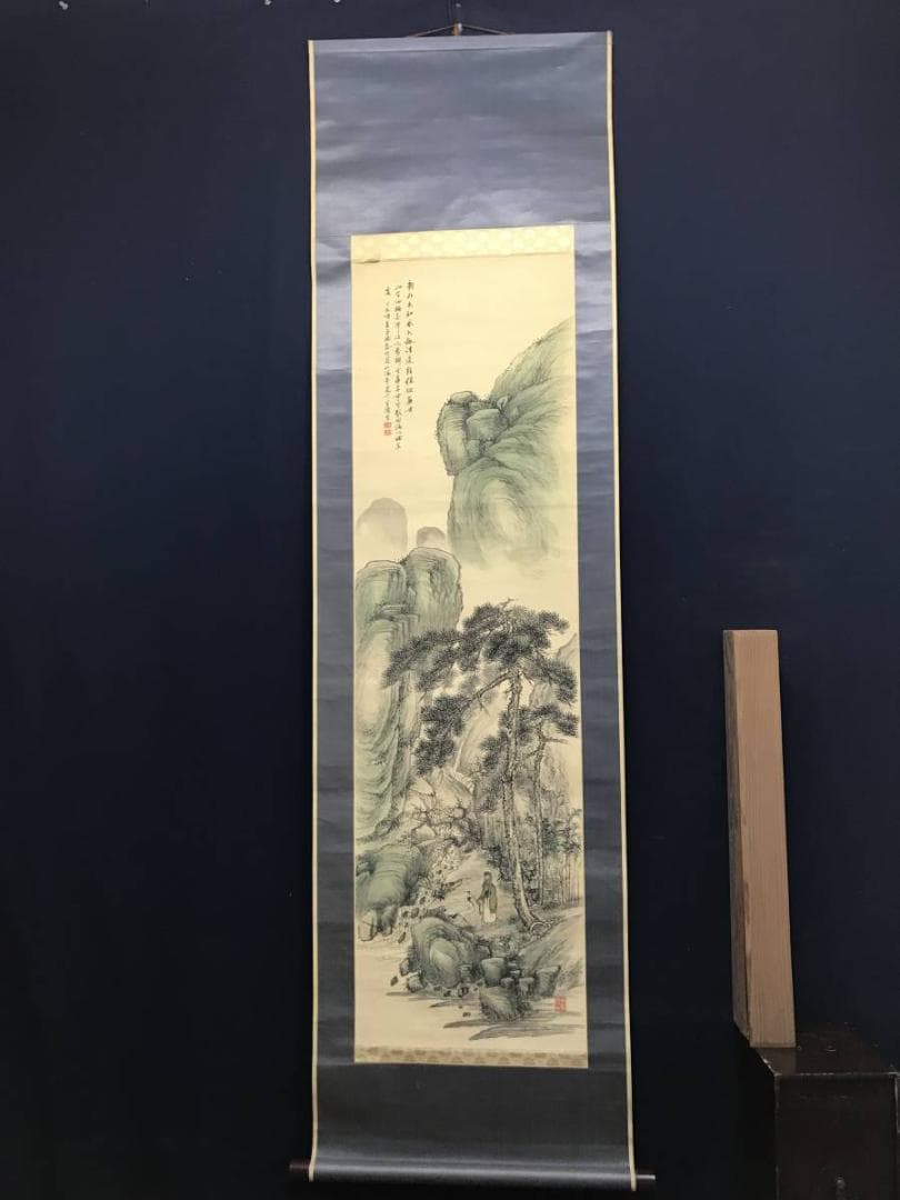 【真作】安達半僊/林和靖山水画賛/山水図/鶴図/掛軸/名家伝来/AC-690