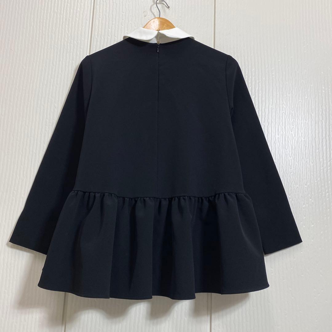 yori ヨリ ラウンドカラードレスブラウス ブラック ストレッチ