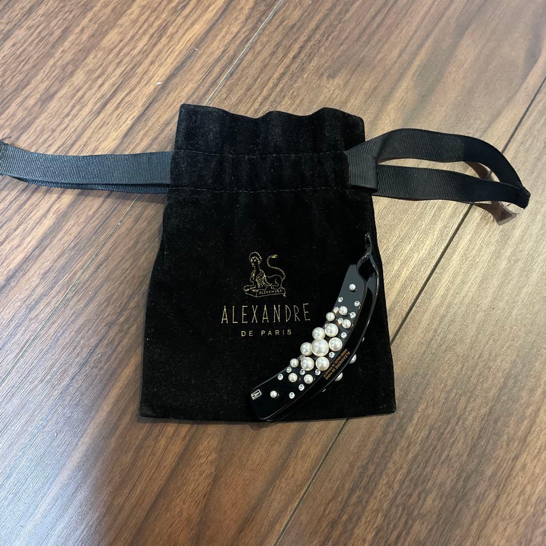 ALEXANDRE DE PARIS/バナナクリップ/ビジュー/パール/黒