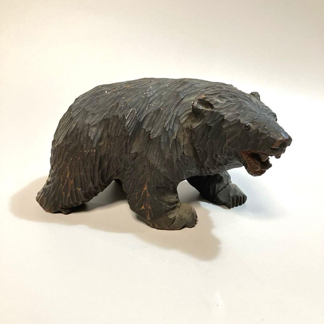 北海道　古作　木彫りの熊　ガラス目　木彫り熊　木彫熊　アイヌ　民芸　伝統工芸