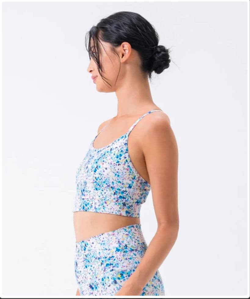 SUKALAフロントギャザータンクトップ付きトリプルセット　ホワイトアクア　LL