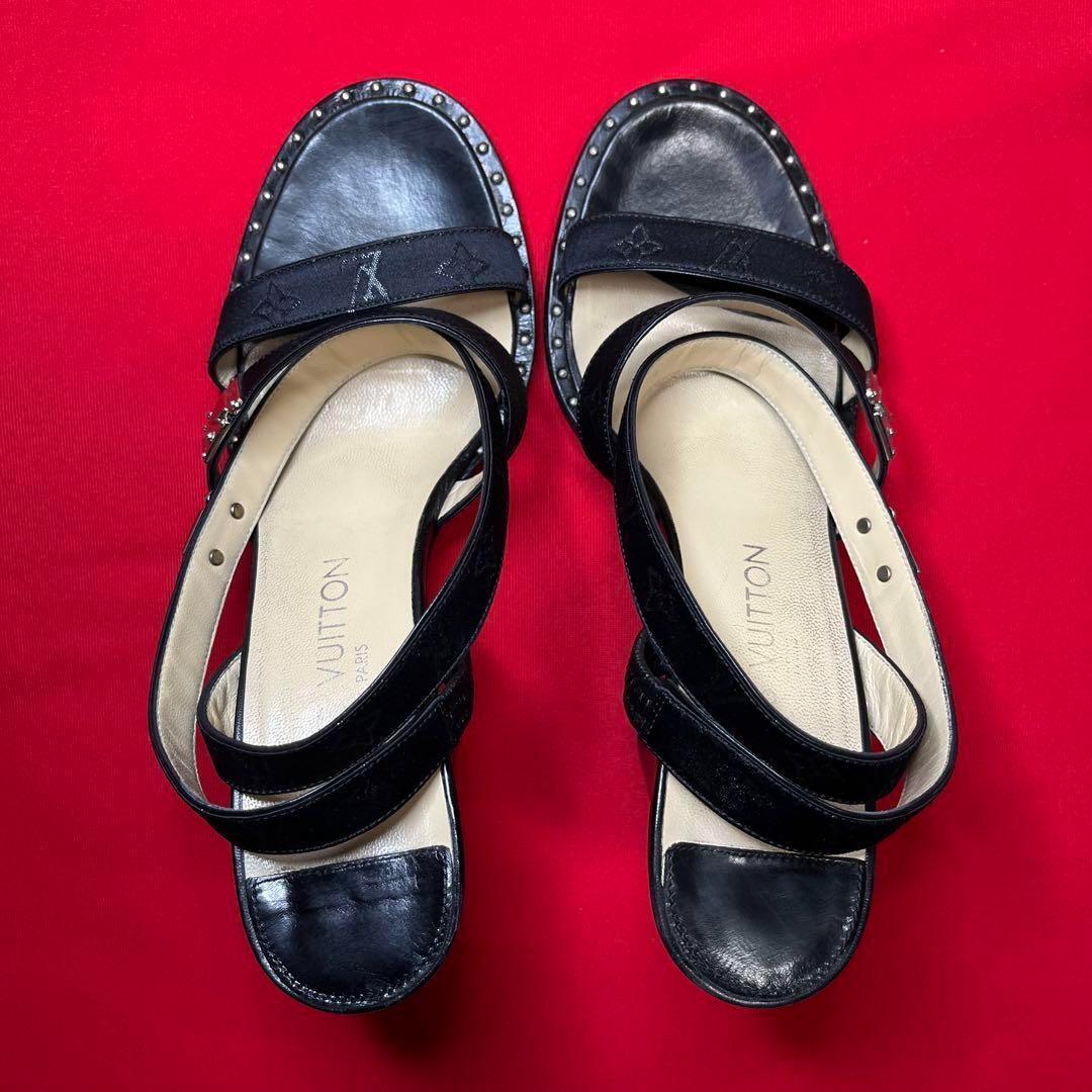 【美品】LOUIS VUITTON ルイヴィトン モノグラム ヒールサンダル