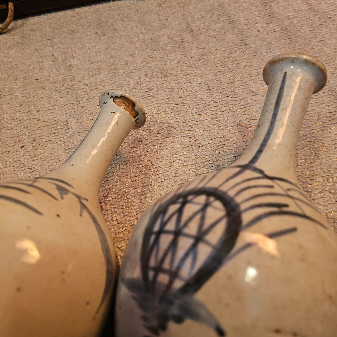 江戸初期から中期 古伊万里徳利(俗称パイナップル絵柄)一対