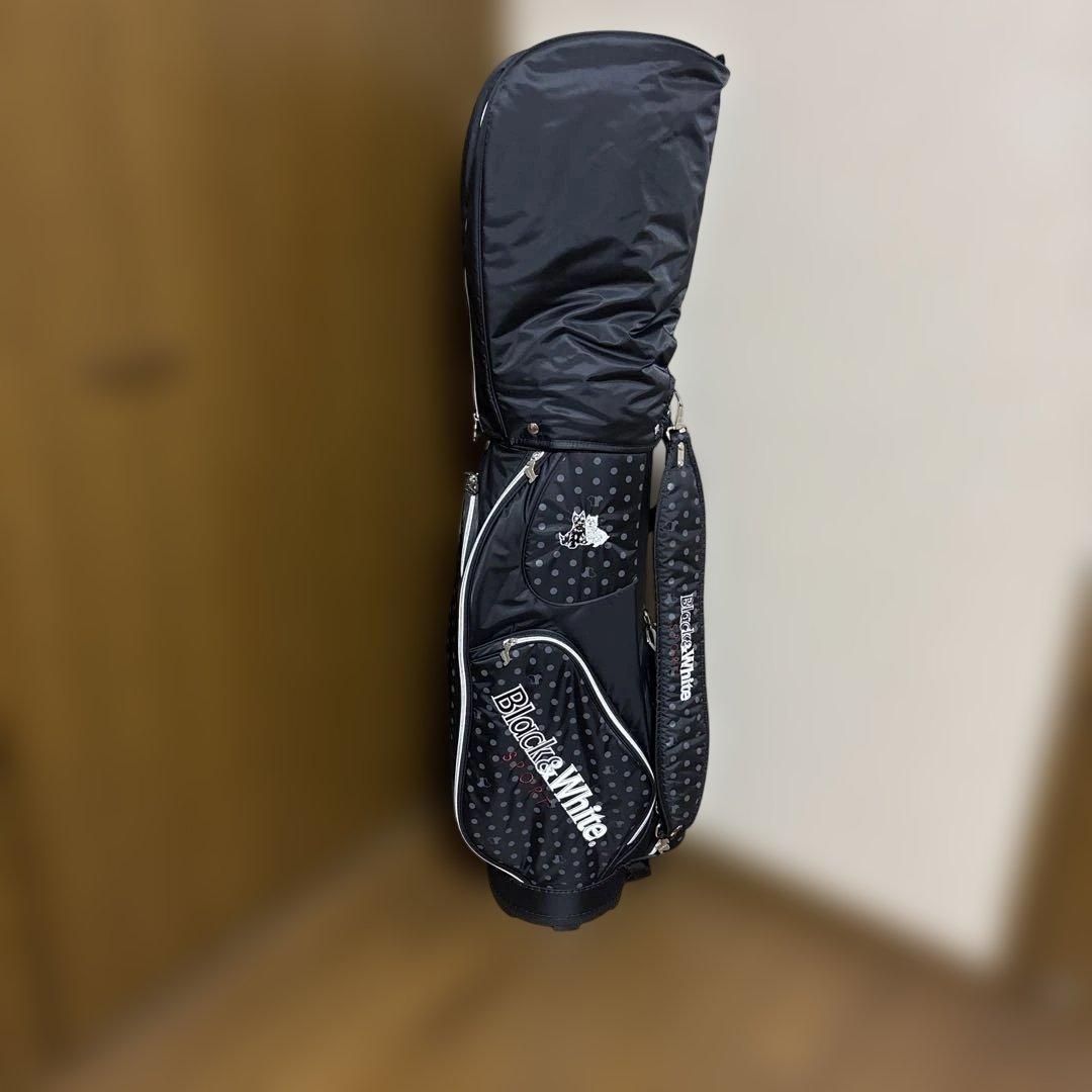 Black&White ドット柄キャディバッグ美品