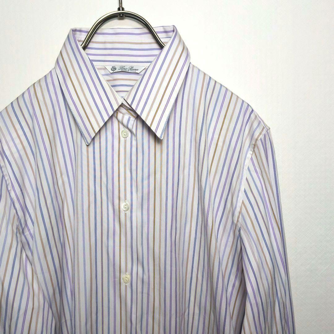 美品✨️Loro Pianaロロ・ピアーナ【46】ストライプシャツ 大きいサイズ