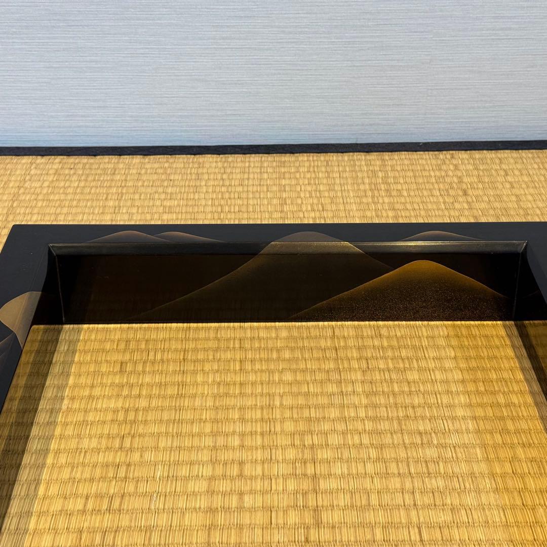 蒔絵師 細川司光 作 遠山蒔絵 炉縁 共箱 木製漆器 茶道具