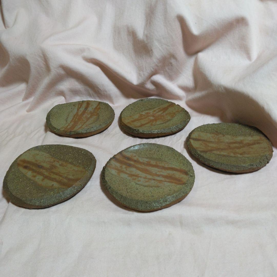 備前焼　松嶋勉　組皿揃　三つ脚