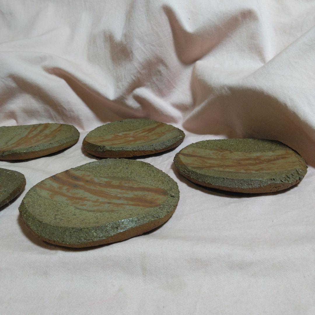 備前焼　松嶋勉　組皿揃　三つ脚