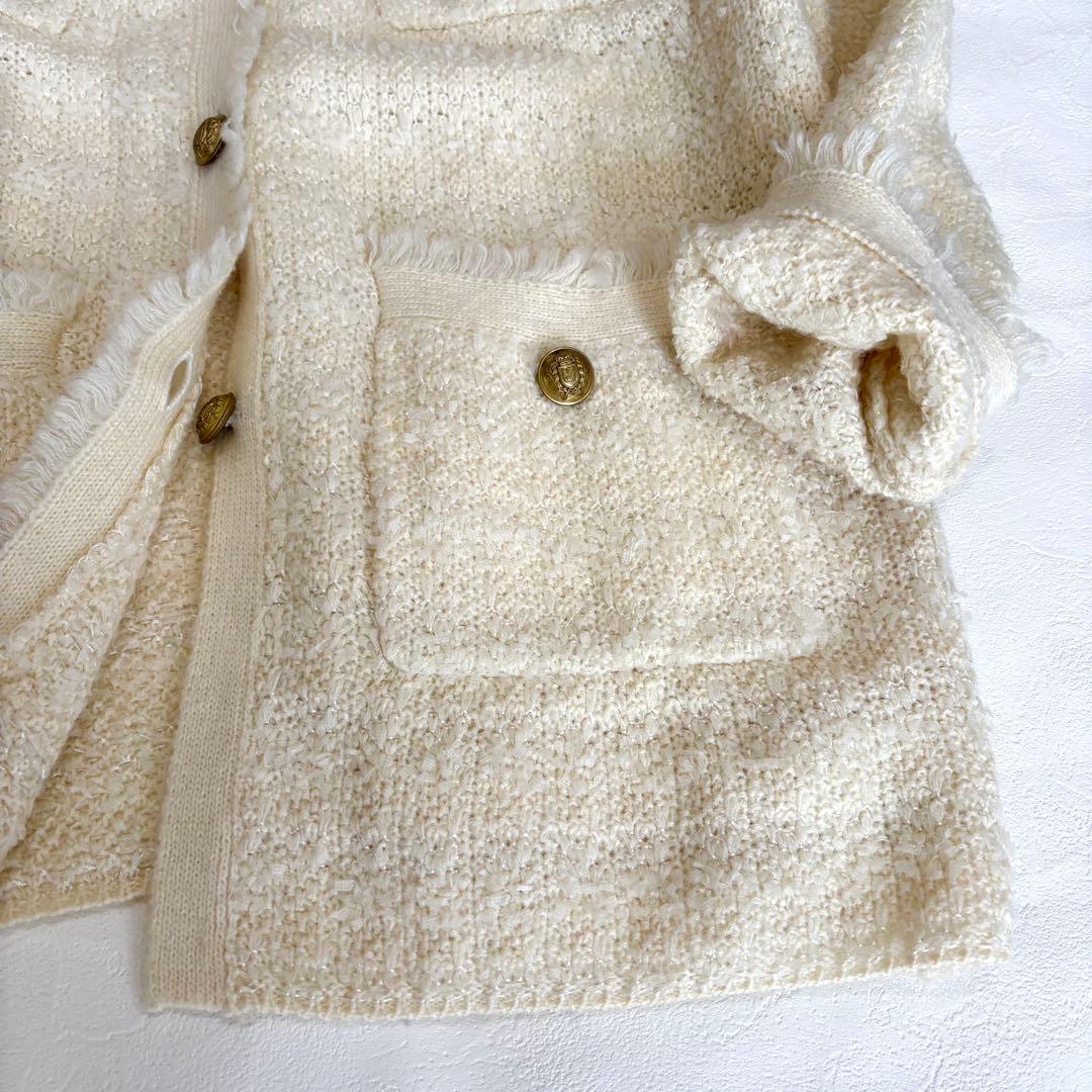 【定価3.5万】whim gazette ツイードニットジャケット　金釦　モヘヤ