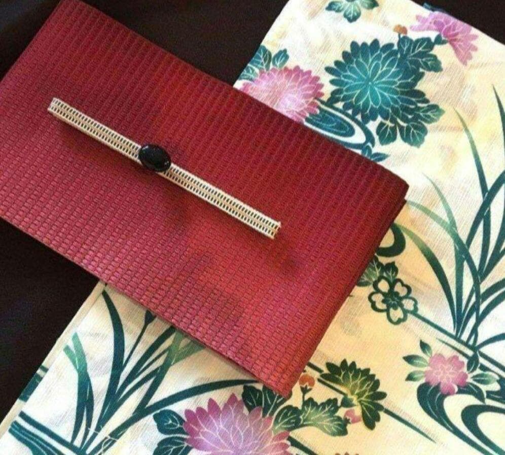 お任せの下駄+画像の赤はちす帯つき◆最高級【綿麻浴衣】翡翠緑アヤメ