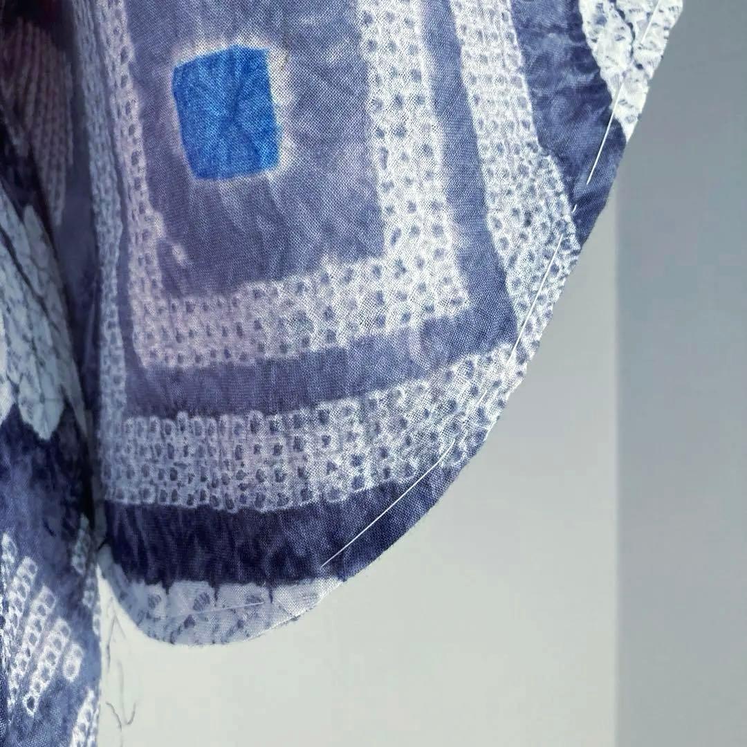 有松絞り・蜘蛛絞り　手縫い　淡いグレー　しつけ付　絞り浴衣　No.k100