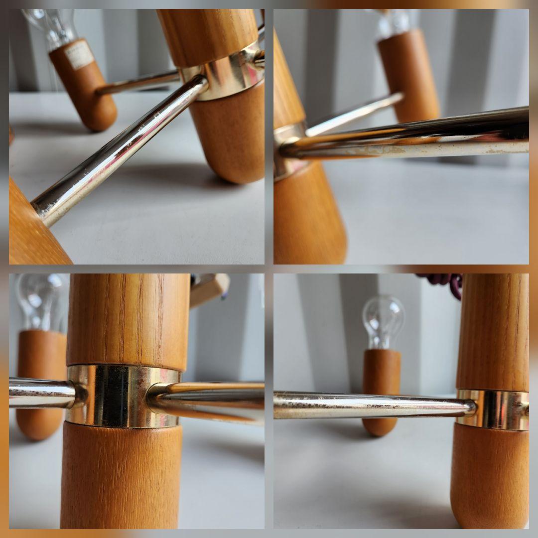 希少　ジャパンヴィンテージ　三菱電機　無垢材　4灯シャンデリア　 LK1744