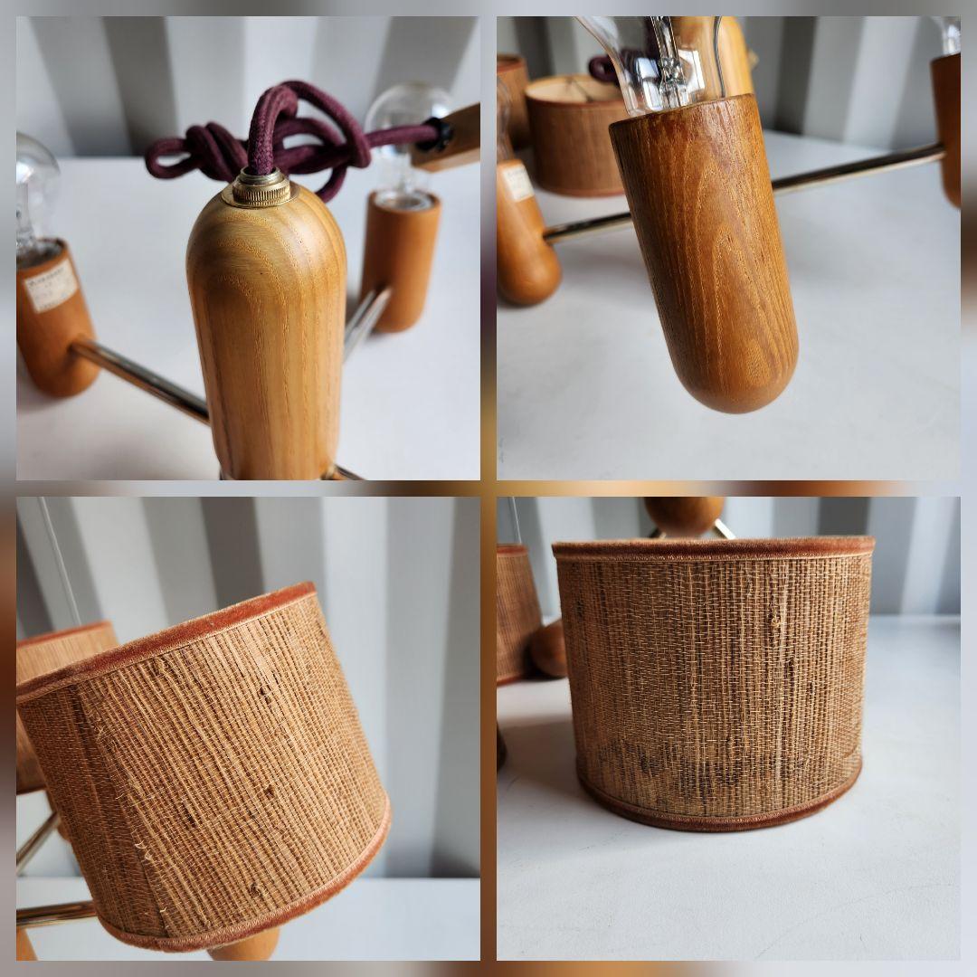 希少　ジャパンヴィンテージ　三菱電機　無垢材　4灯シャンデリア　 LK1744