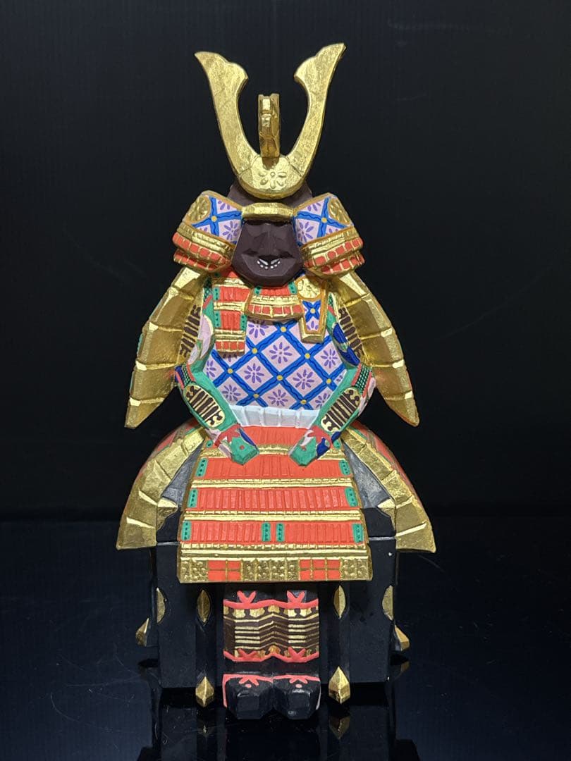 奈良 一刀彫 名人 清水古俊 造 具足 鎧 置物 桐共箱付