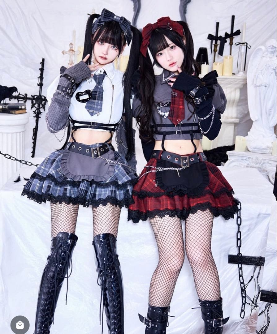 Malymoon ガーリーチェックパンククラッシュメイド コスプレ マリームーン