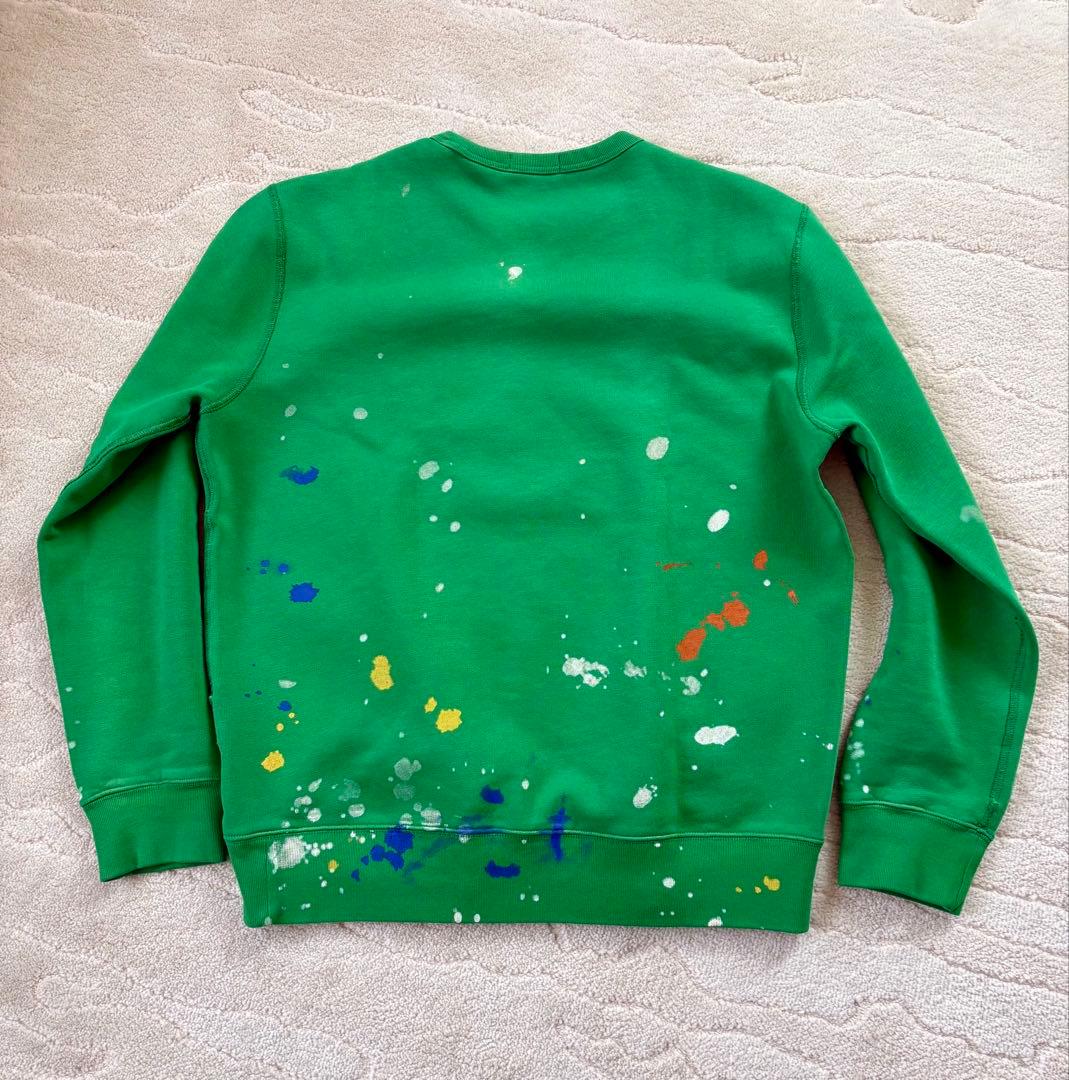 ポロラルフローレン　ペンキ加工　クルーネックスウェット グリーン LGサイズ