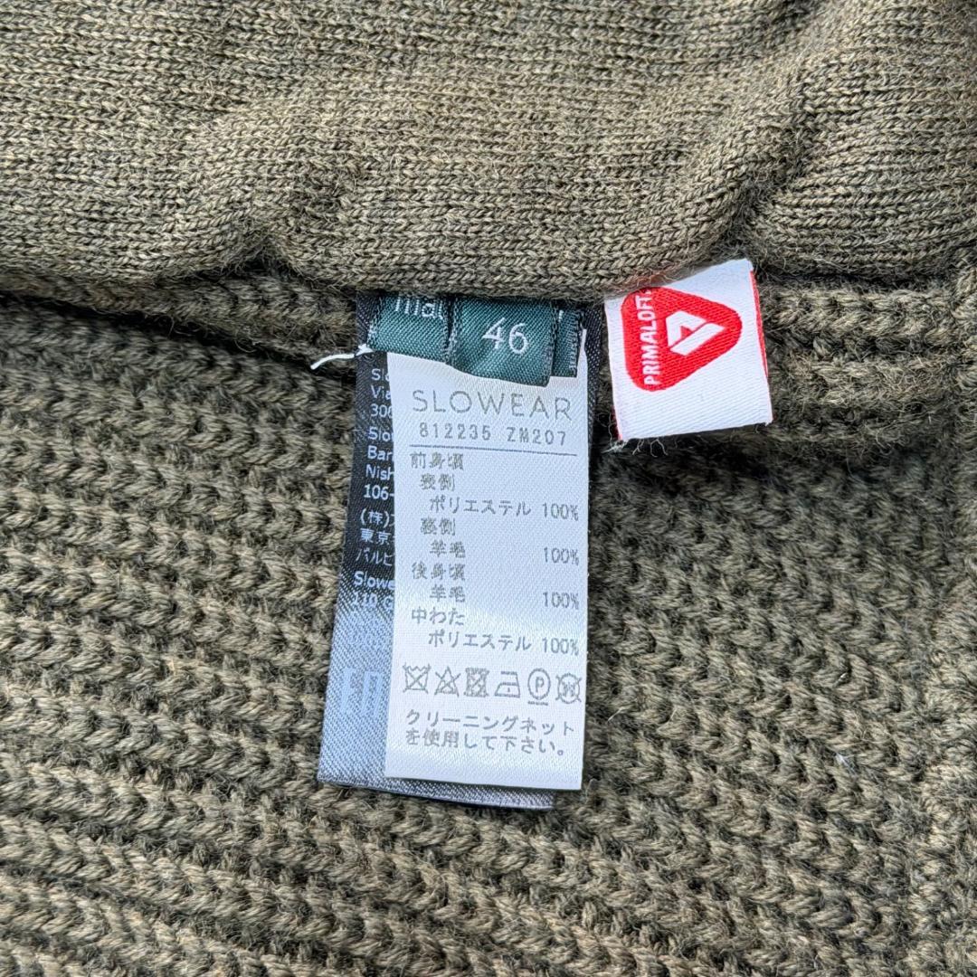 16979✨ザノーネ ニット切替ダウンベスト カーキ 46 M プリマロフト