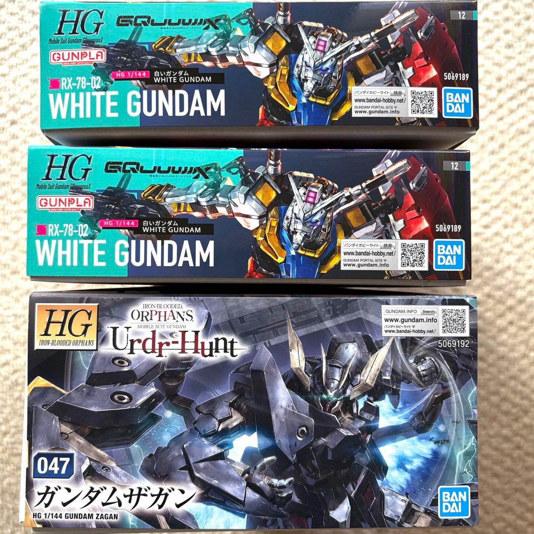 12/16まで　HG 白いガンダム(GQ) & ガンダムザガン 新品3点セット