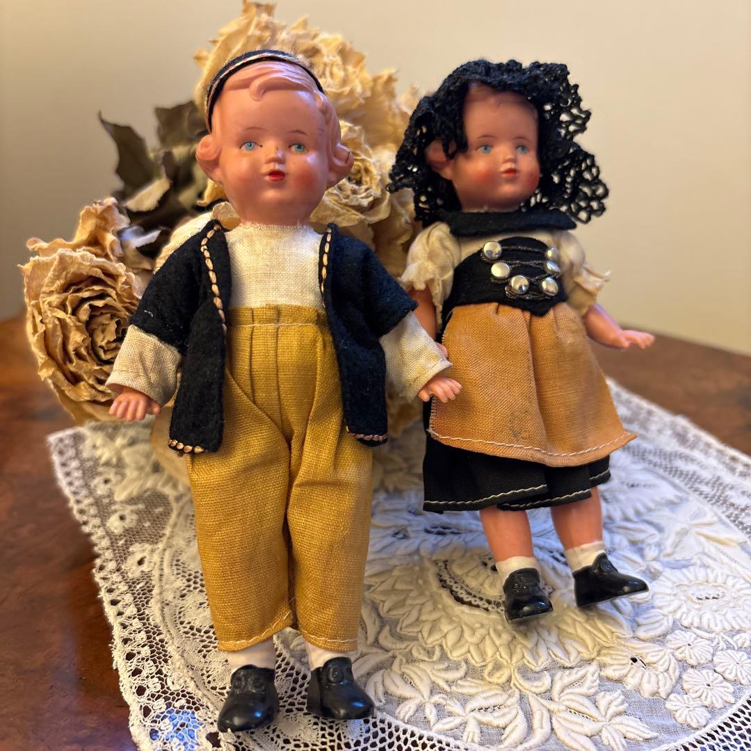 ★セルロイド人形★フランス　ヴィンテージドール　ミニョネット　男女セット