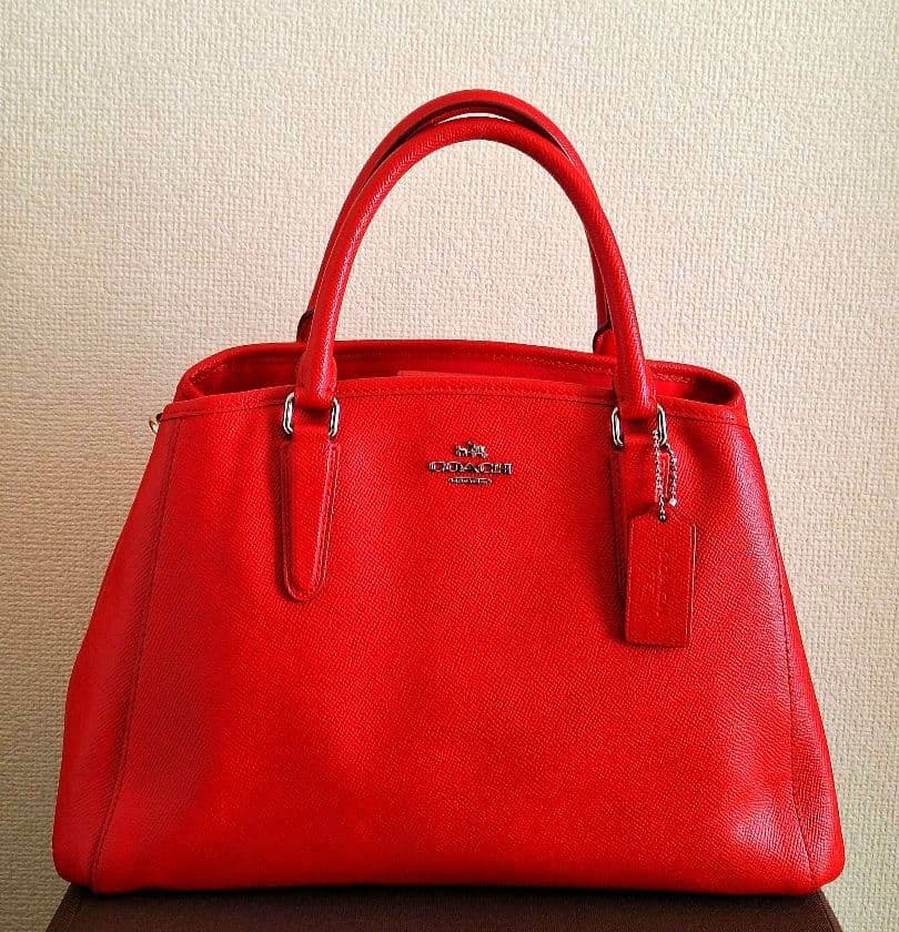 極美品　コーチ 赤 レザーハンドバッグ